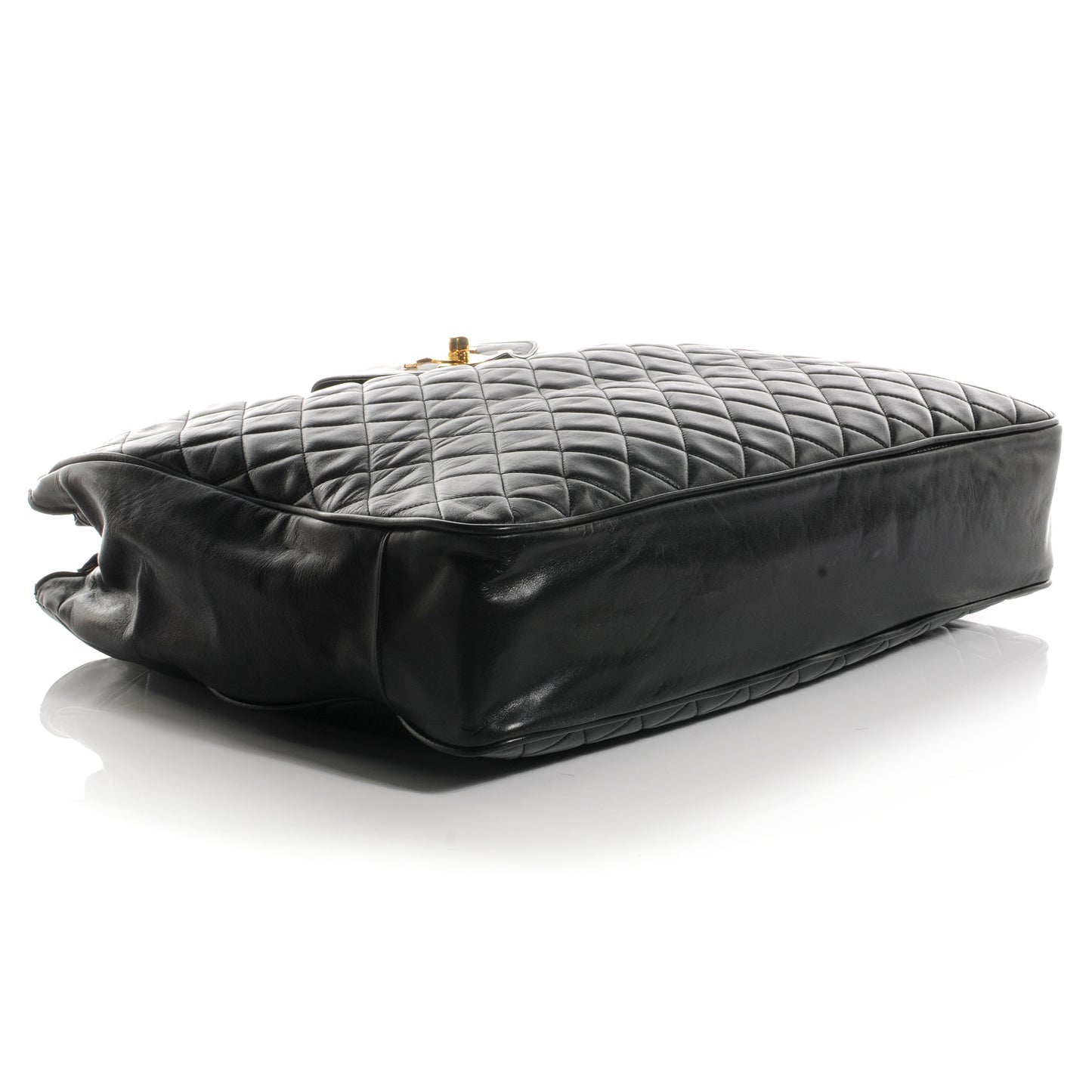 Lambskin Quilted Weekender Bag Black