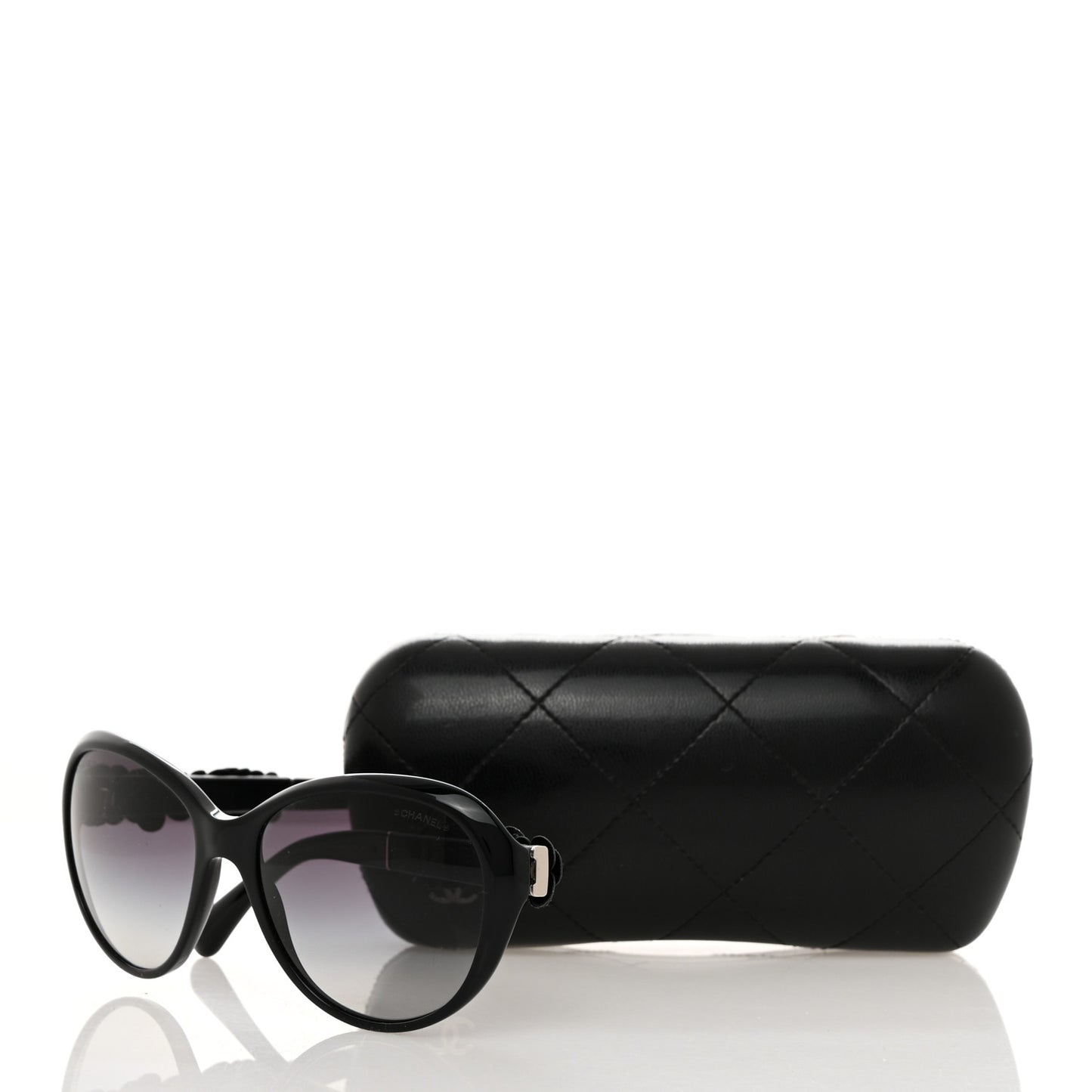 Acetate Lambskin Camellia CC Sunglasses 5316-Q Black