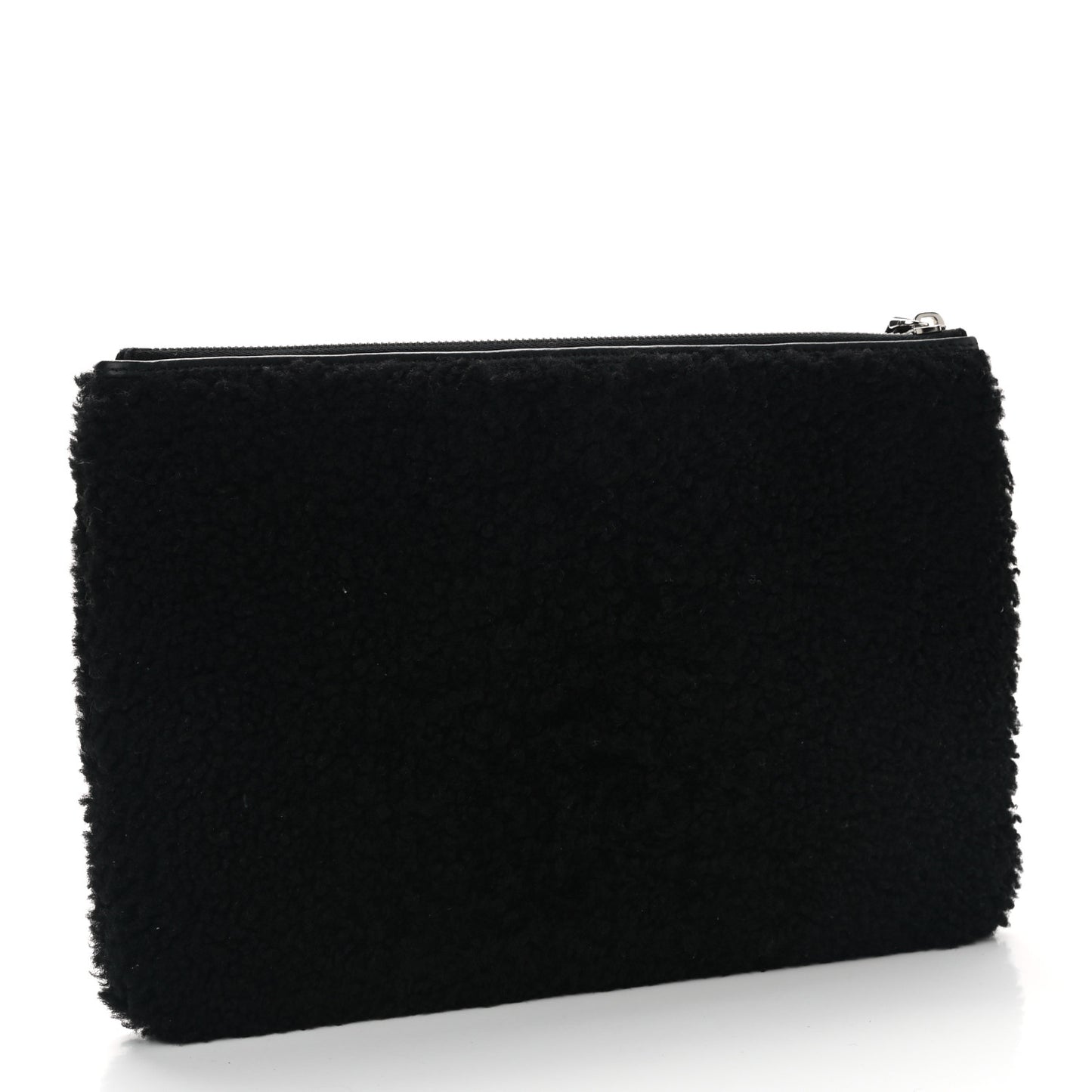Shearling FF Pouch Black White
