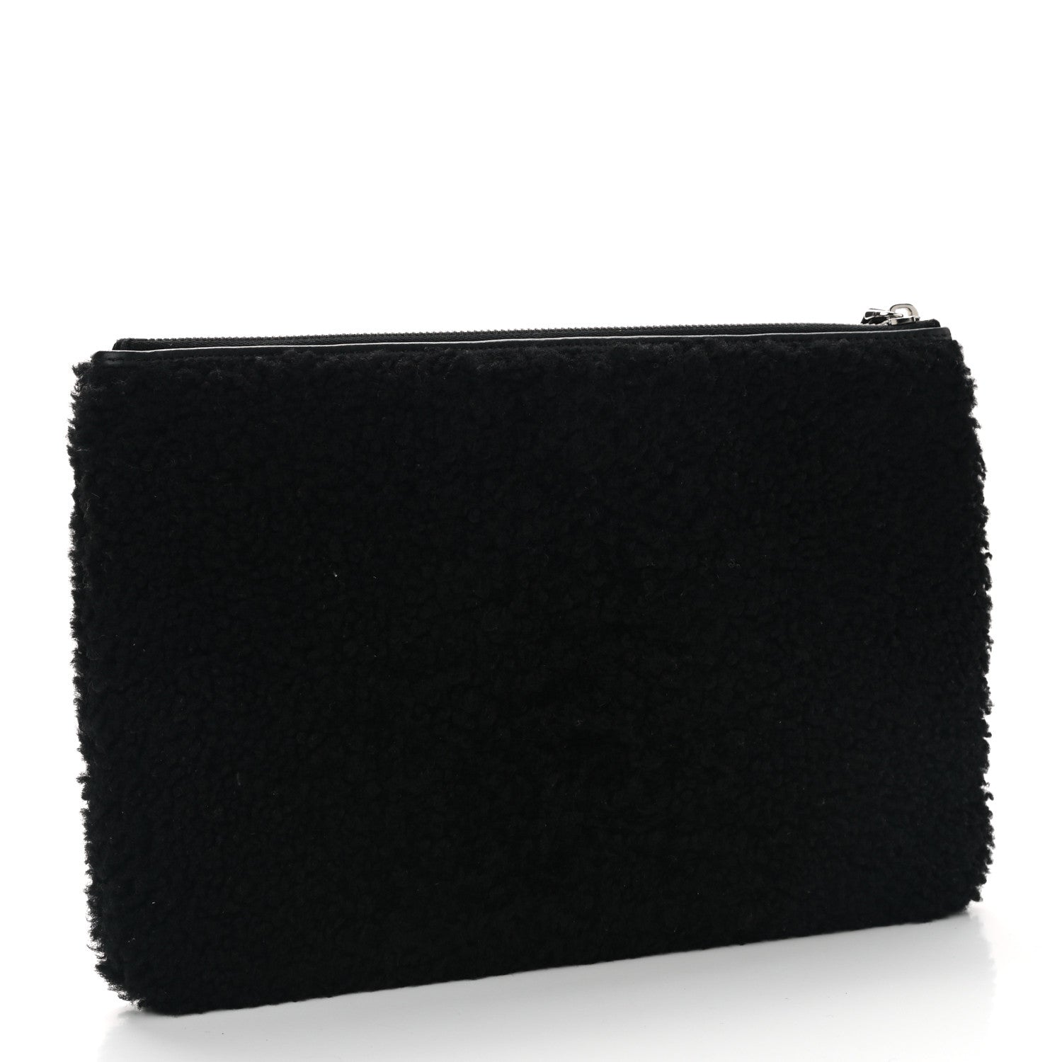 Fendi Shearling FF Pouch Black White 3 of 7