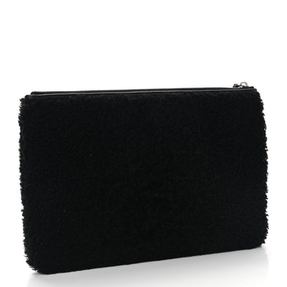 Fendi Shearling FF Pouch Black White 3 of 7