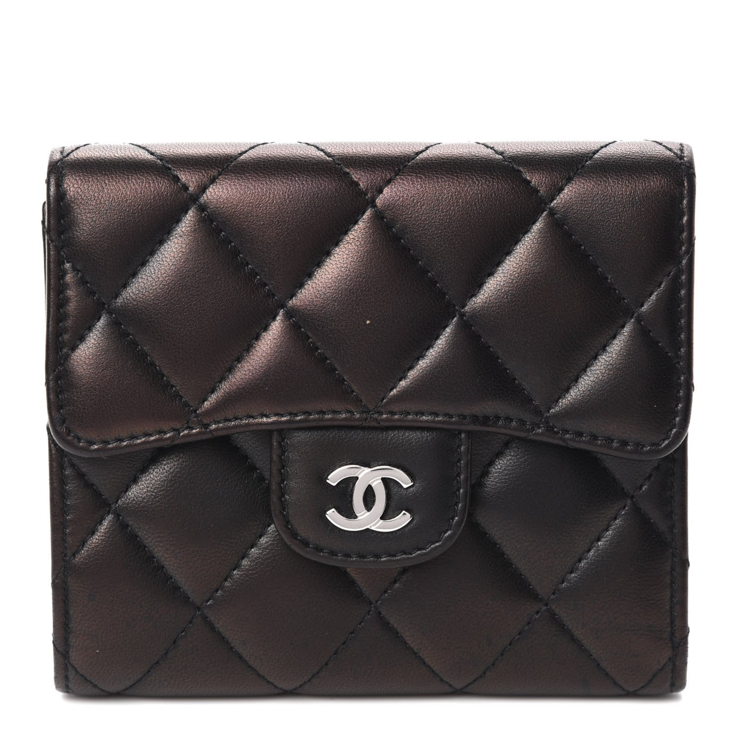 Chanel Lambskin Quilted Small Compact Wallet Black 1 of 9