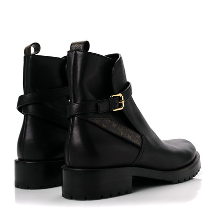 Louis Vuitton Calfskin Monogram Discovery Flat Ankle Boots 40 Black 4 of 8