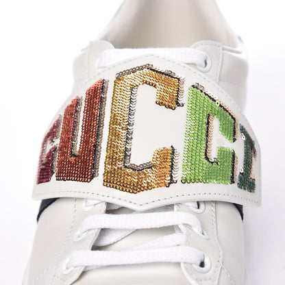 Gucci Calfskin Sequins Web Game Logo Womens Ace Sneakers 38.5 White 10 of 13