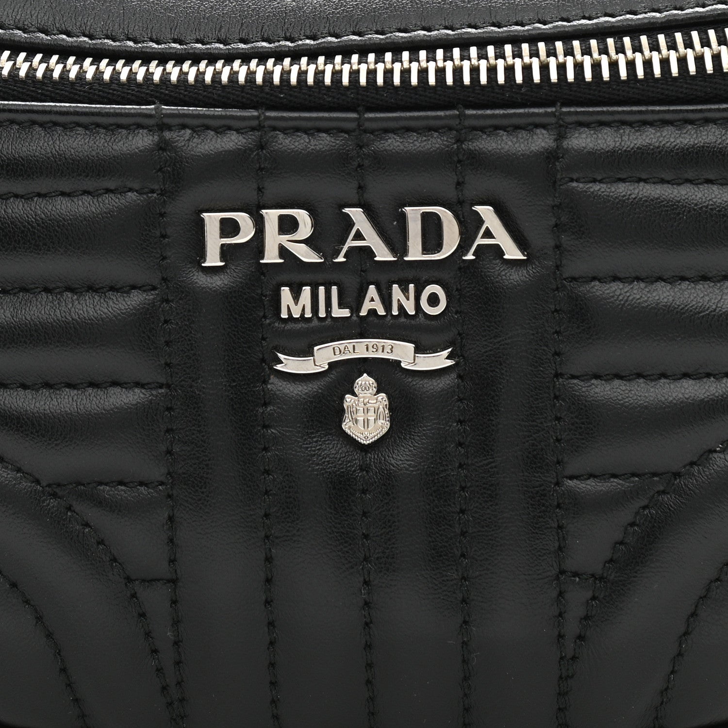 Prada Soft Calfskin Impunture Diagramme Belt Bag Black 8 of 10