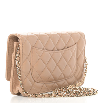 Chanel Caviar Quilted Wallet On Chain WOC Beige 3 of 12