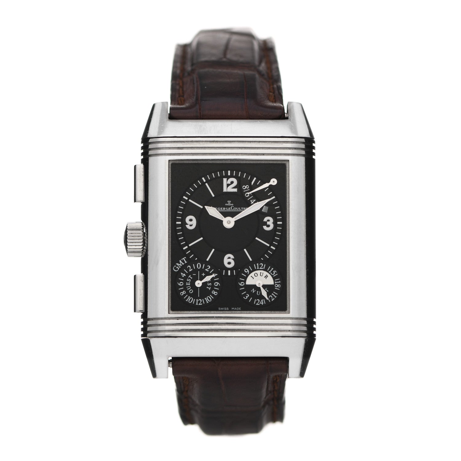 Jaeger-LeCoultre Stainless Steel Alligator 30mm Reverso Grande Date GMT 8 Days Manual Winding Watch Q3028420 2 of 6
