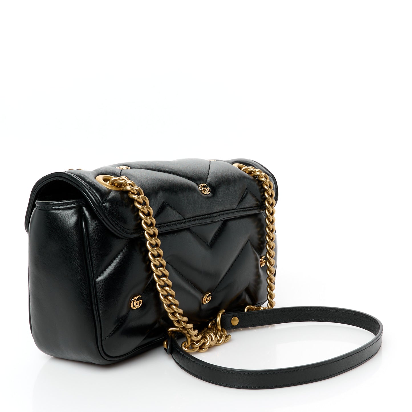 Nappa Matelasse Double G Studs Small Torchon GG Marmont Shoulder Bag Black
