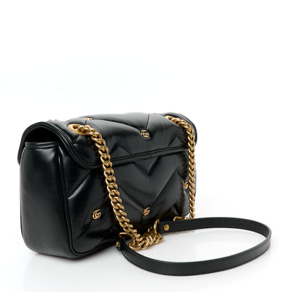 Gucci Nappa Matelasse Double G Studs Small Torchon GG Marmont Shoulder Bag Black 3 of 11