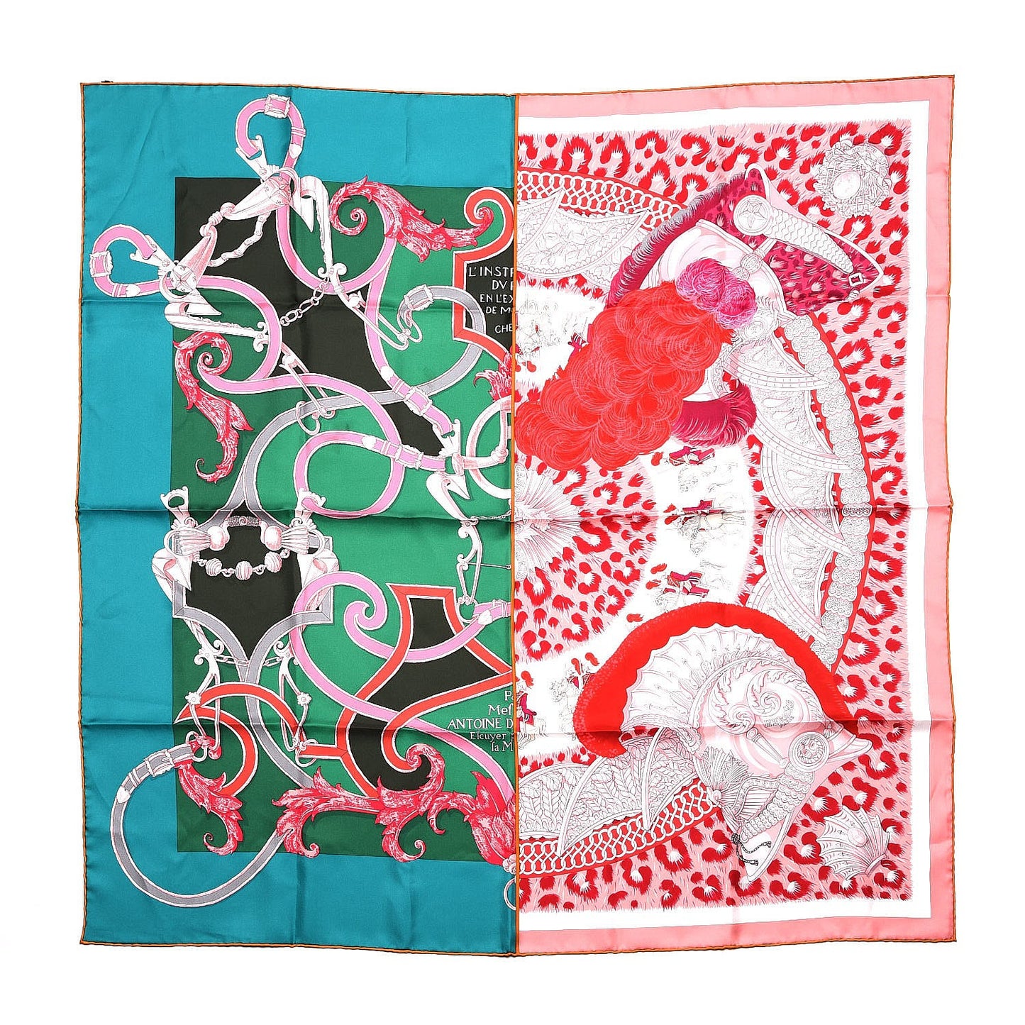 Silk Plumets du Roy Scarf 90 Vert Rose Blanc