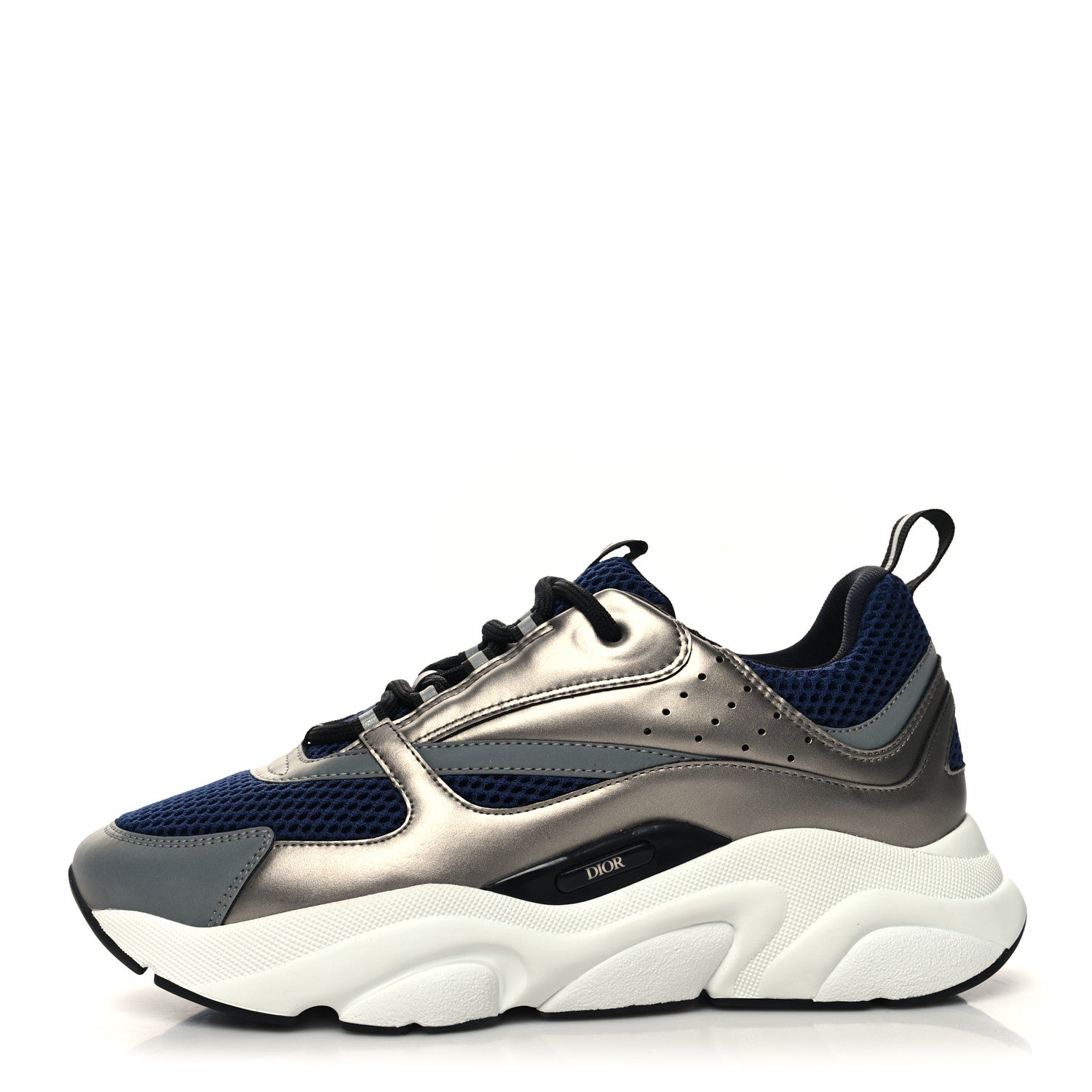 Christian Dior Technical Mesh Calfskin Mens B22 Sneakers 42 Silver Blue White 1 of 8