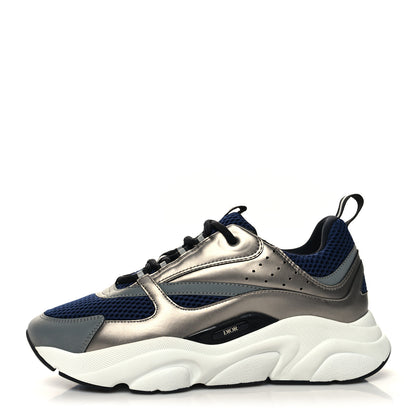 Christian Dior Technical Mesh Calfskin Mens B22 Sneakers 42 Silver Blue White 1 of 8