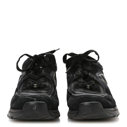 Chanel Fabric Calfskin Suede CC Sneakers 36.5 Black 3 of 8
