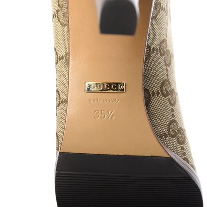 Gucci Monogram Malaga Kid Lisa Mid Heel Boots 35.5 Beige Ebony 6 of 8
