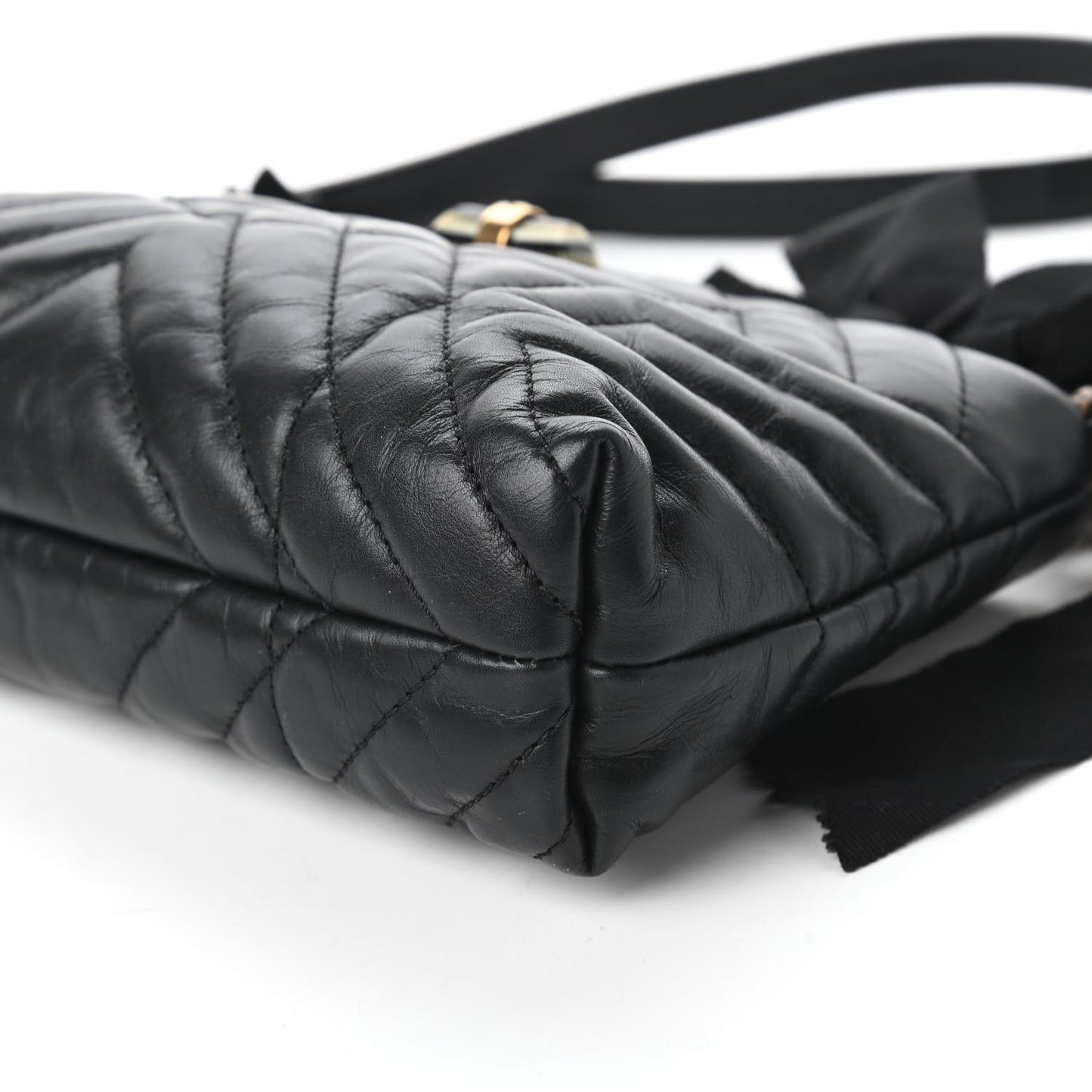 Lambskin Quilted Small Happy Shoulder Bag Black