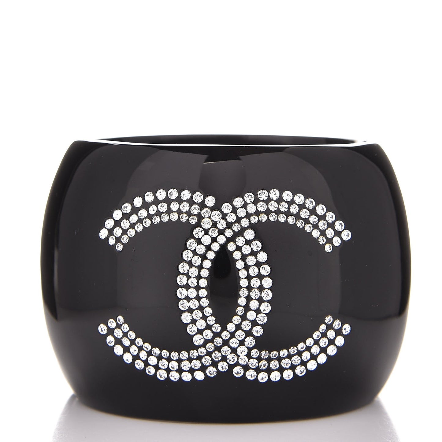 Resin Crystal CC Cuff Bracelet Black