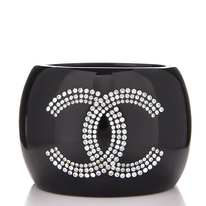 Chanel Resin Crystal CC Cuff Bracelet Black 1 of 5