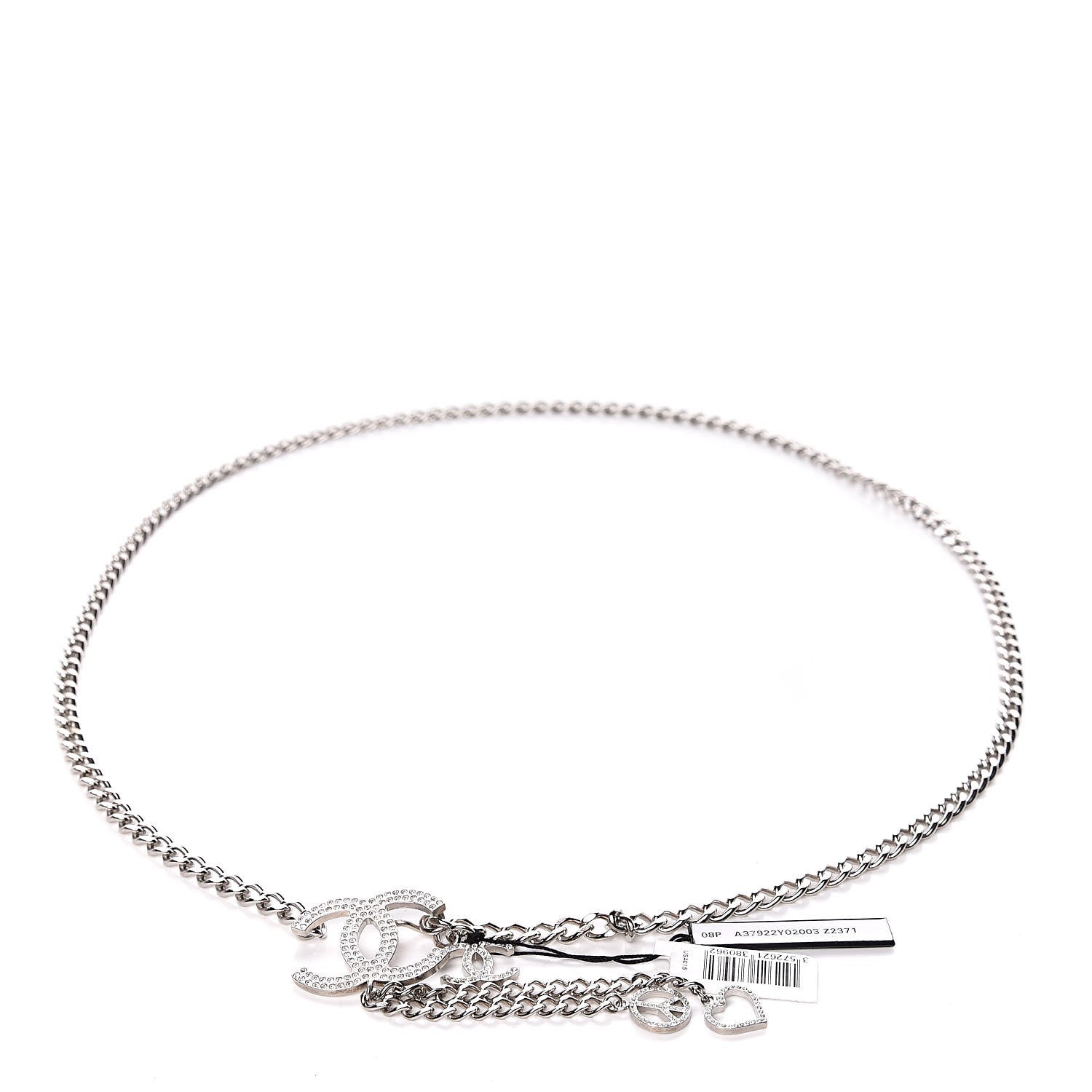 Chanel Crystal CC Chain Belt 90 Silver 1 of 6