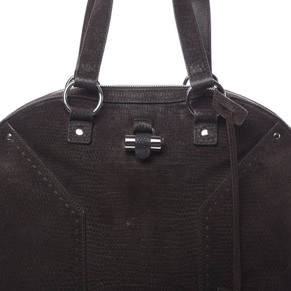 Saint Laurent Nubuck Lizard Embossed Oversized Muse Brown 8 of 11