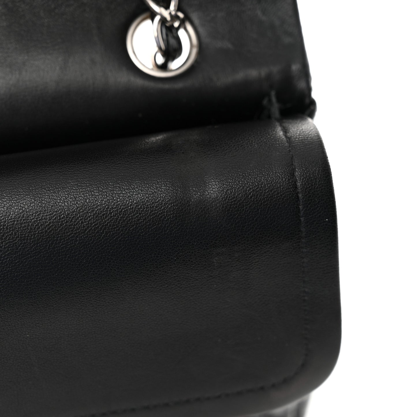 Patent Quilted Medium Double Flap Black