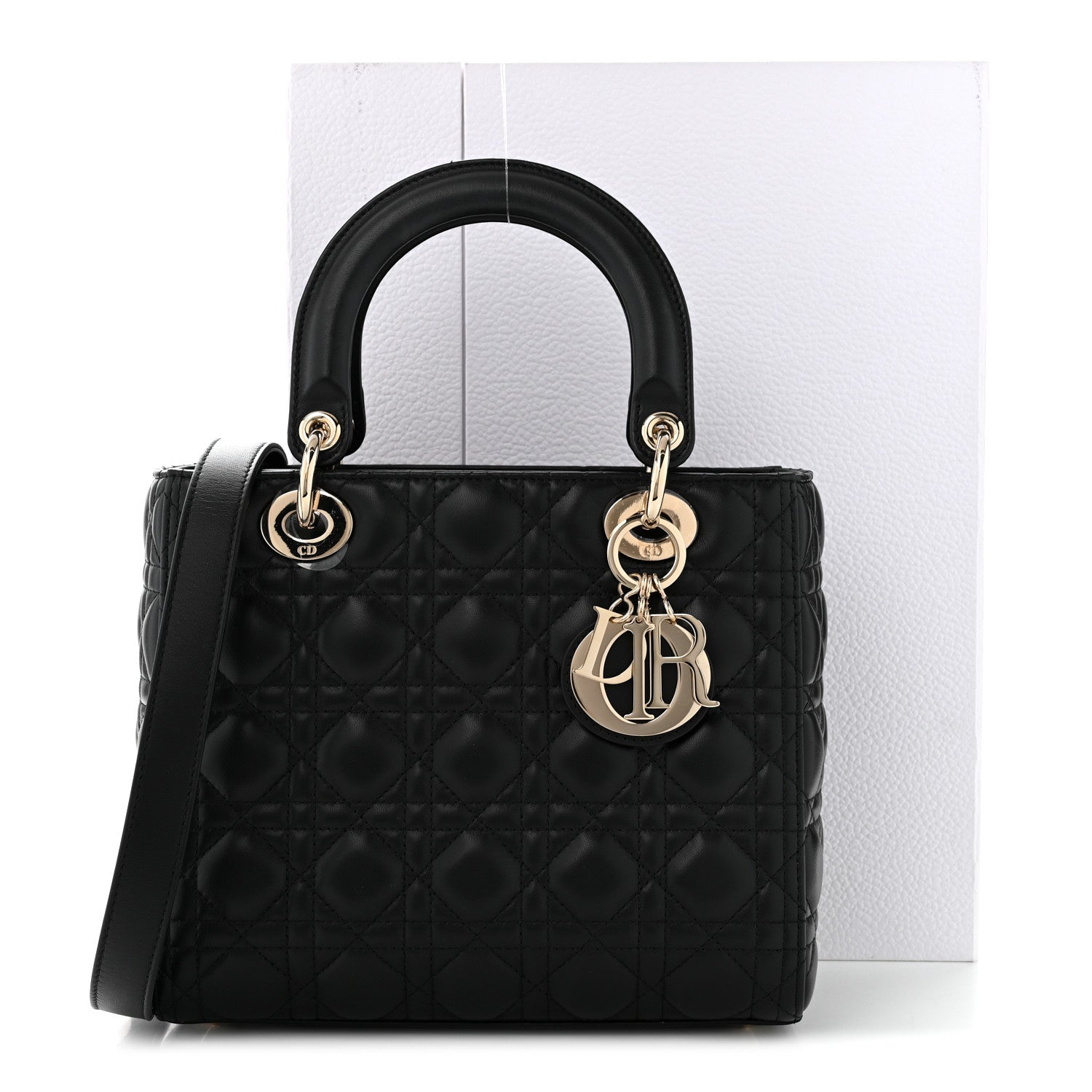Christian Dior Lambskin Cannage Medium Lady Dior Black 11 of 11