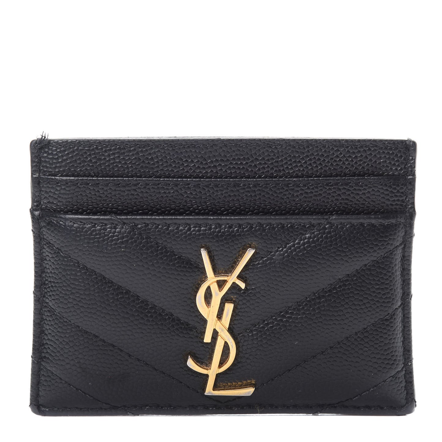 Grain De Poudre Matelasse Chevron Monogram Credit Card Case Black