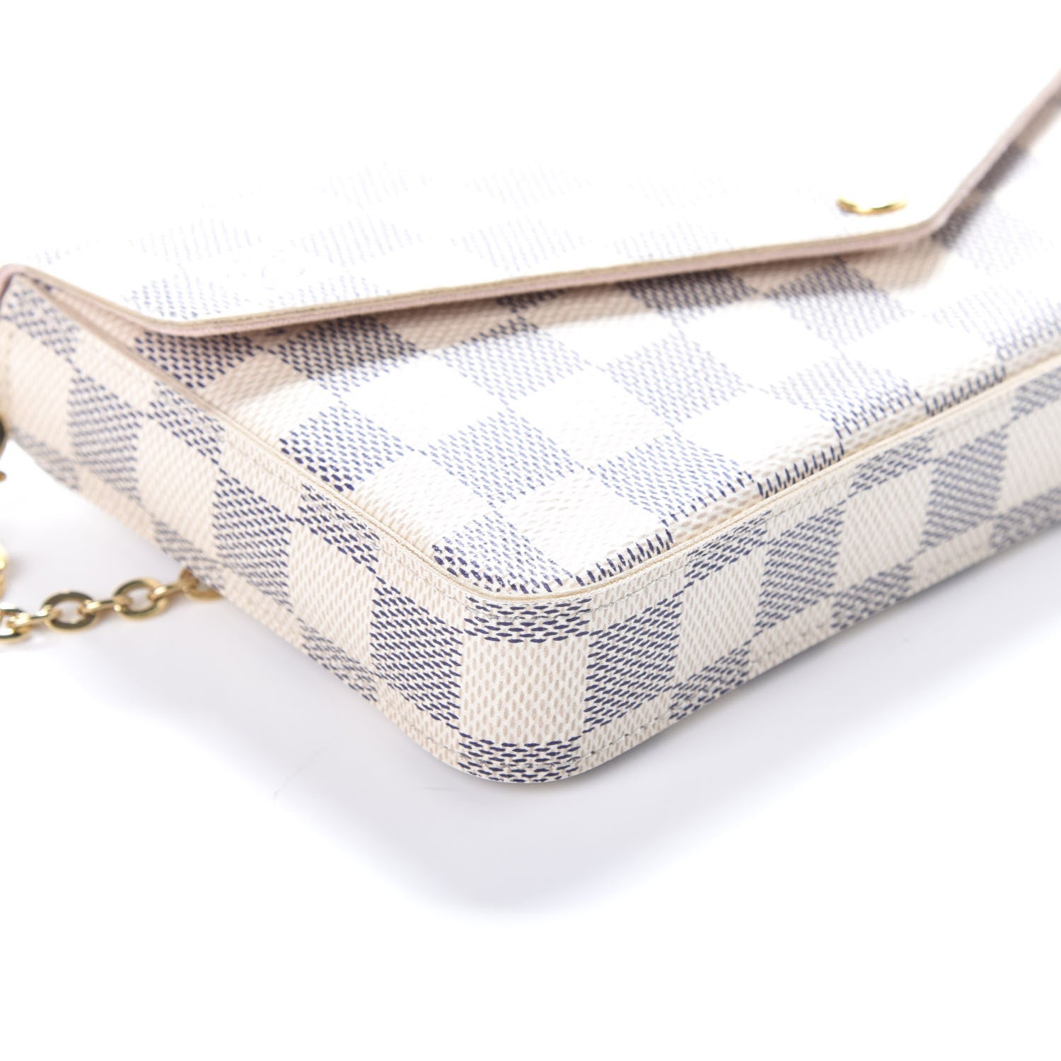 Louis Vuitton Damier Azur Pochette Felicie Chain Wallet Rose Ballerine 8 of 9