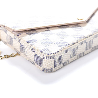 Louis Vuitton Damier Azur Pochette Felicie Chain Wallet Rose Ballerine 8 of 9