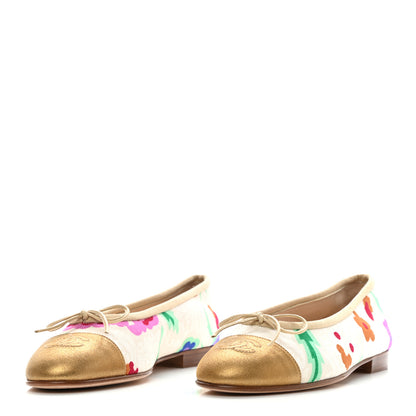 Chanel Fabric Floral Printed CC Cap Toe Ballerina Flats 36 Multicolo 3 of 7