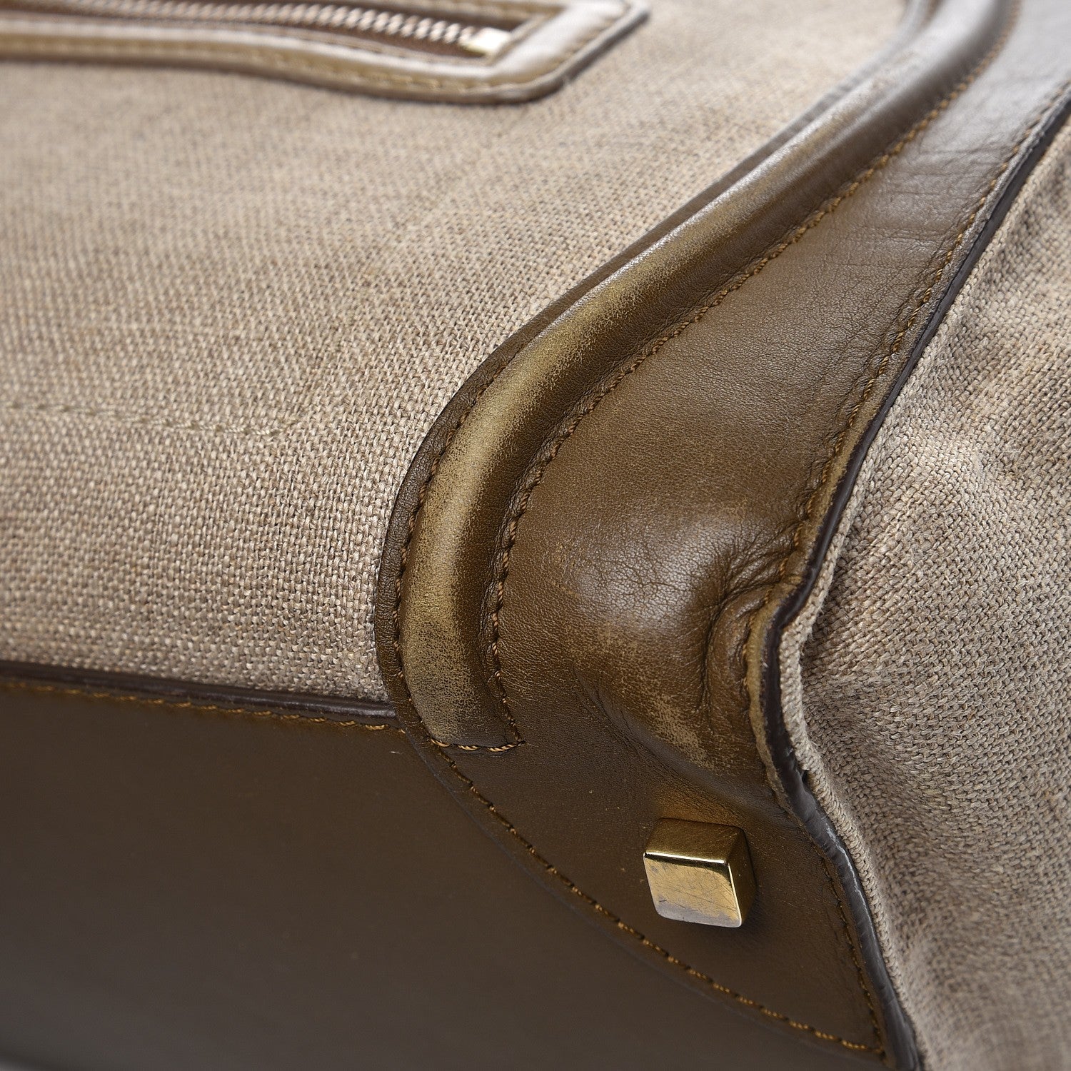 Celine Calfskin Linen Mini Tri-Color Luggage Khaki 11 of 22