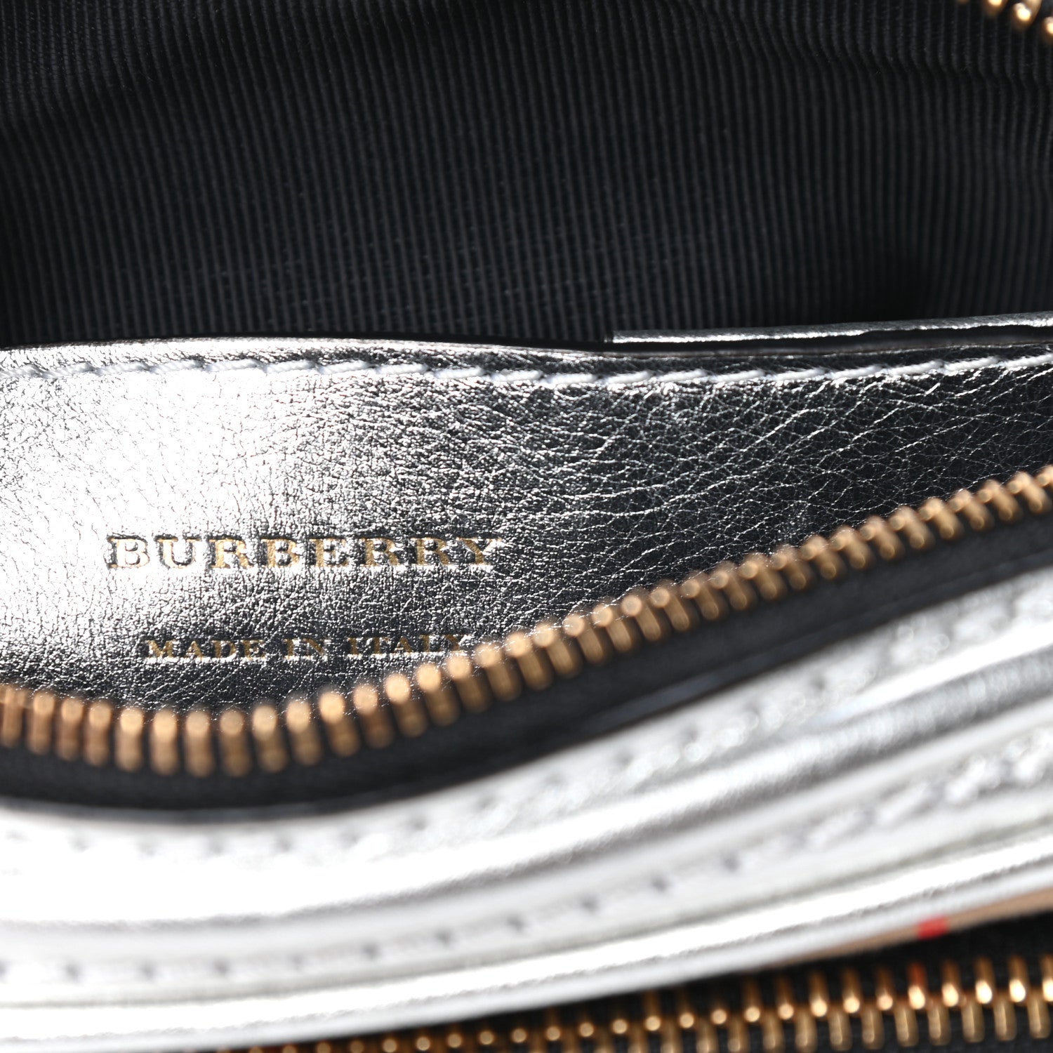 Burberry Smooth Calfskin 1983 Knight Check Link Camera Bag Silver 6 of 9