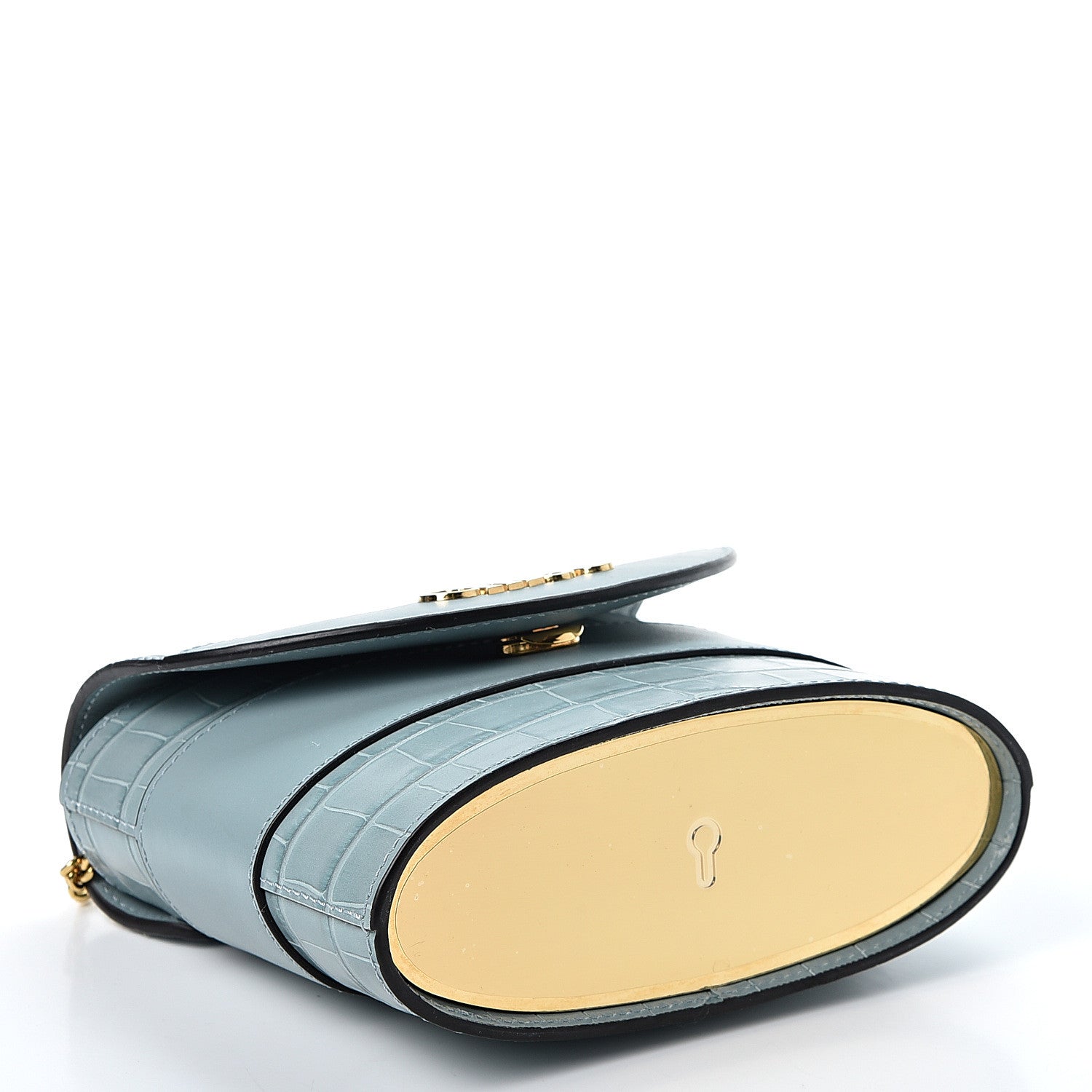 Chloe Calfskin Crocodile Embossed Small Aby Lock Faded Blue 3 of 9
