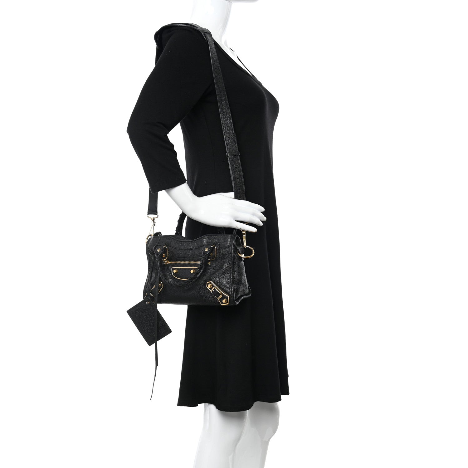 Balenciaga Chevre Gold Metallic Edge Hardware Mini City Black 2 of 19