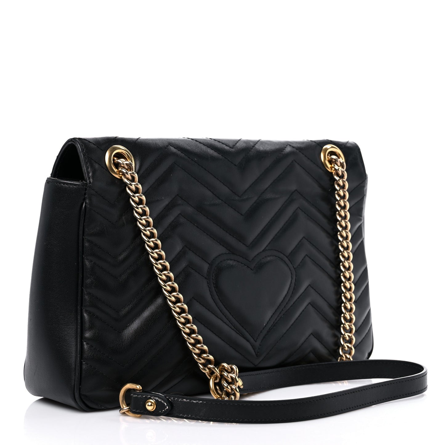 Calfskin Matelasse Medium GG Marmont Shoulder Bag Black