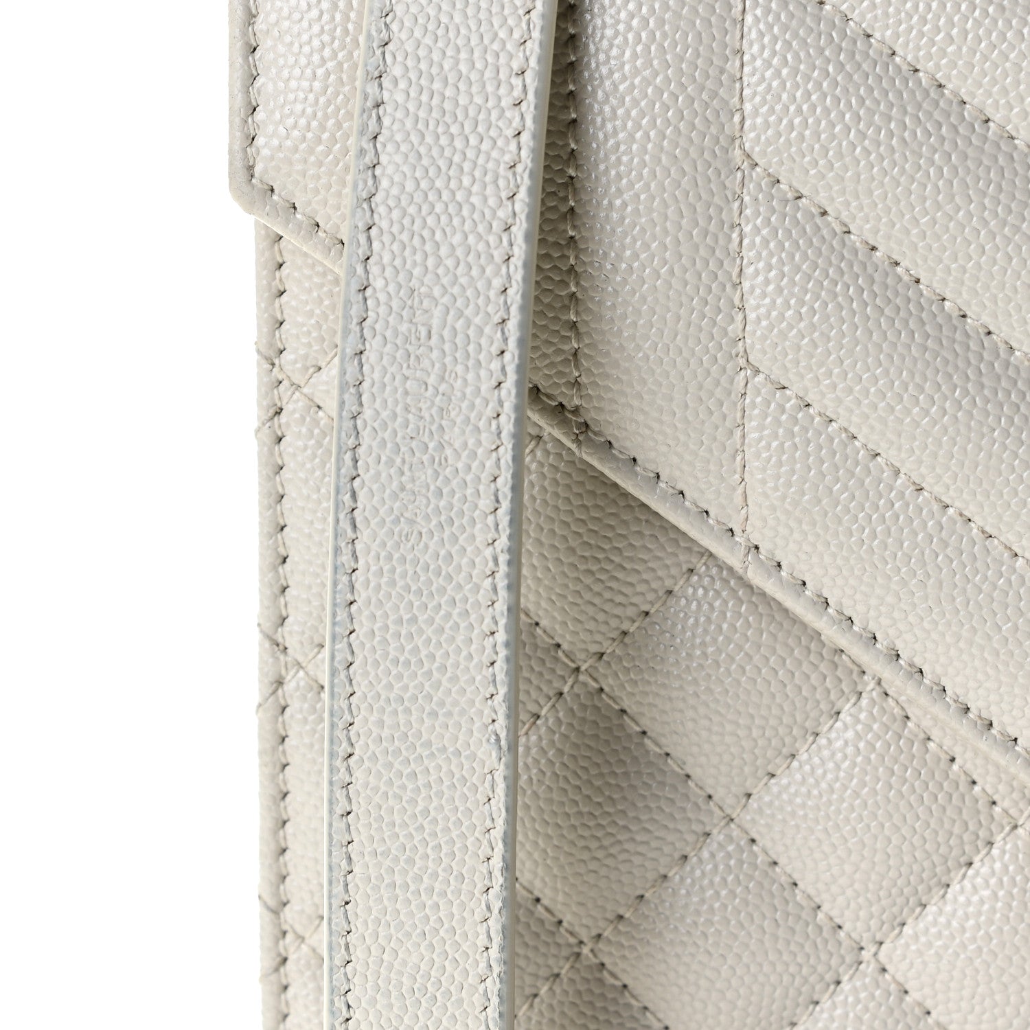 Saint Laurent Grain De Poudre Textured Mixed Matelasse Medium Triquilt Monogram Satchel Blanc Vintage 11 of 13