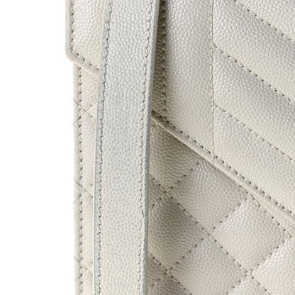 Saint Laurent Grain De Poudre Textured Mixed Matelasse Medium Triquilt Monogram Satchel Blanc Vintage 11 of 13