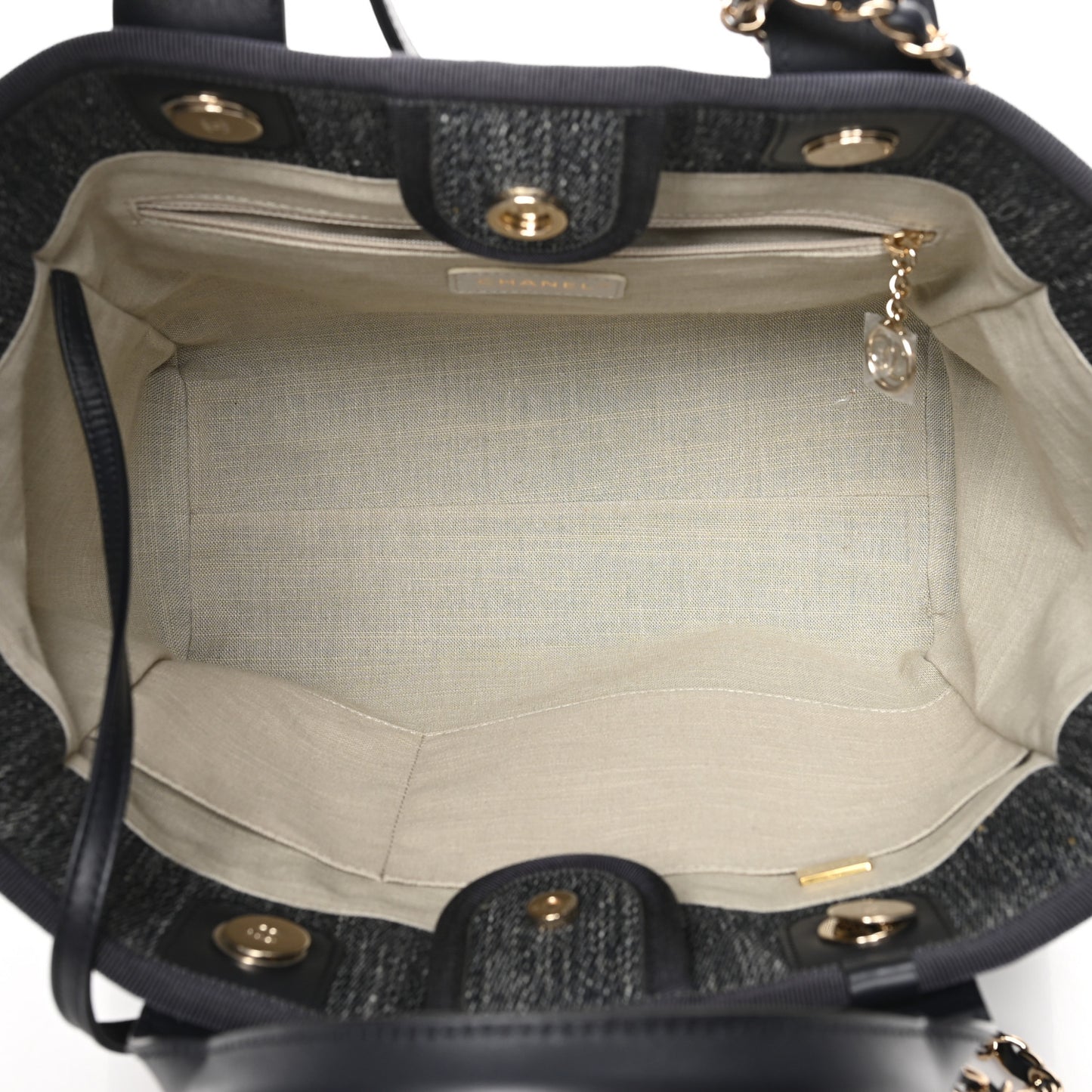 Denim Small Deauville Tote Dark Blue White