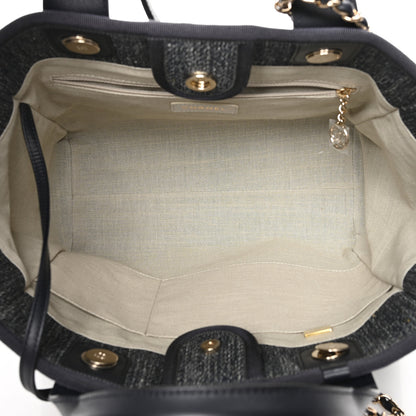 Chanel Denim Small Deauville Tote Dark Blue White 6 of 11