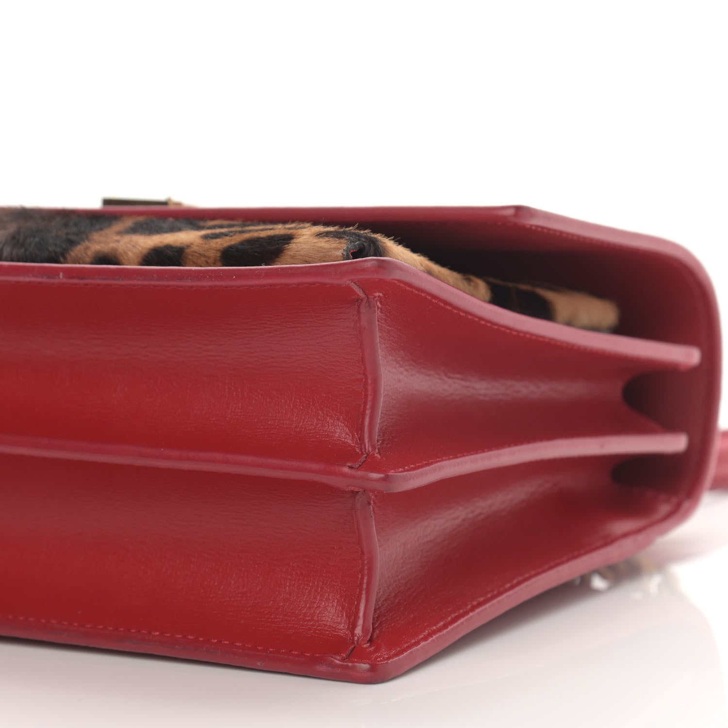 Saint Laurent Pony Hair Calfskin Leopard Print Medium Monogram Sunset Red 11 of 11