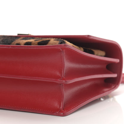 Saint Laurent Pony Hair Calfskin Leopard Print Medium Monogram Sunset Red 11 of 11