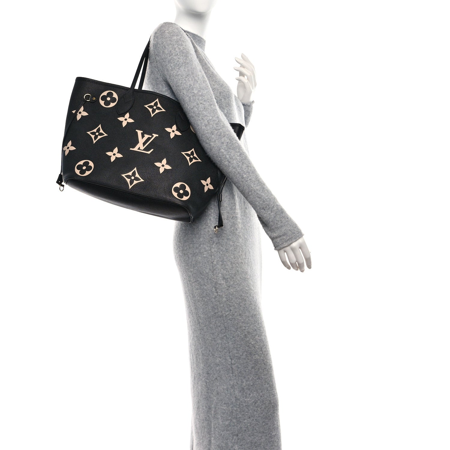 Louis Vuitton Empreinte Monogram Giant Neverfull MM Black Beige 2 of 10