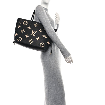 Louis Vuitton Empreinte Monogram Giant Neverfull MM Black Beige 2 of 10