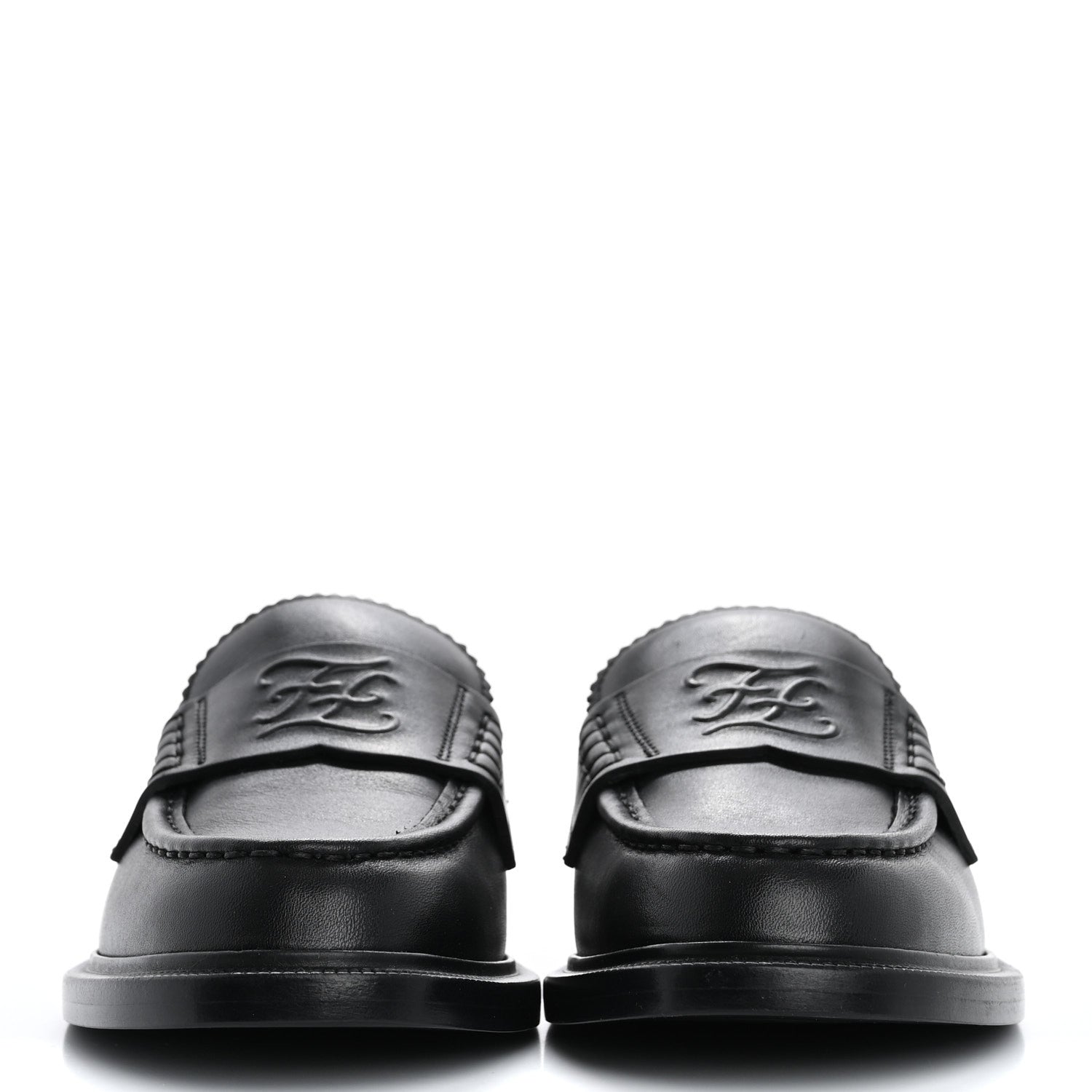 Fendi Vitello Karligraphy Loafers 35.5 Black 3 of 10