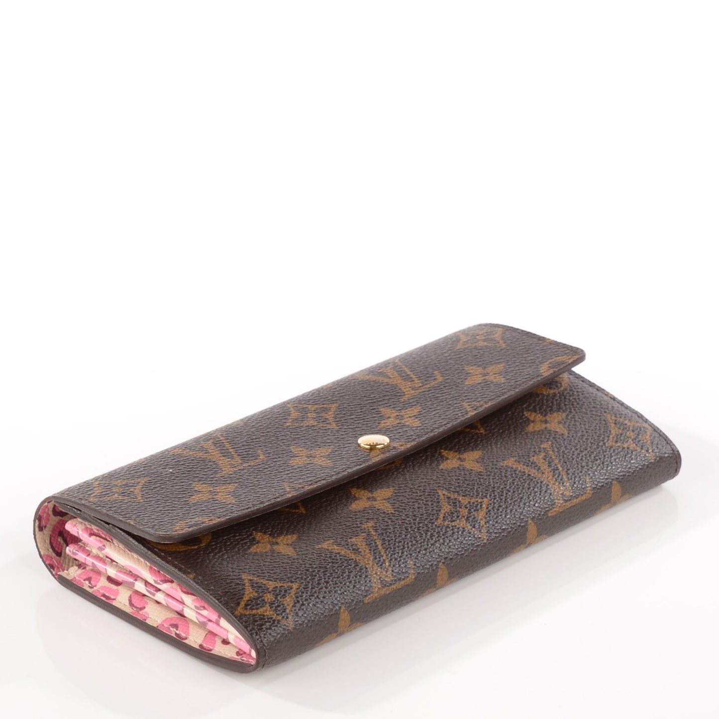 Monogram Leopard Sarah Wallet Blanc Corail