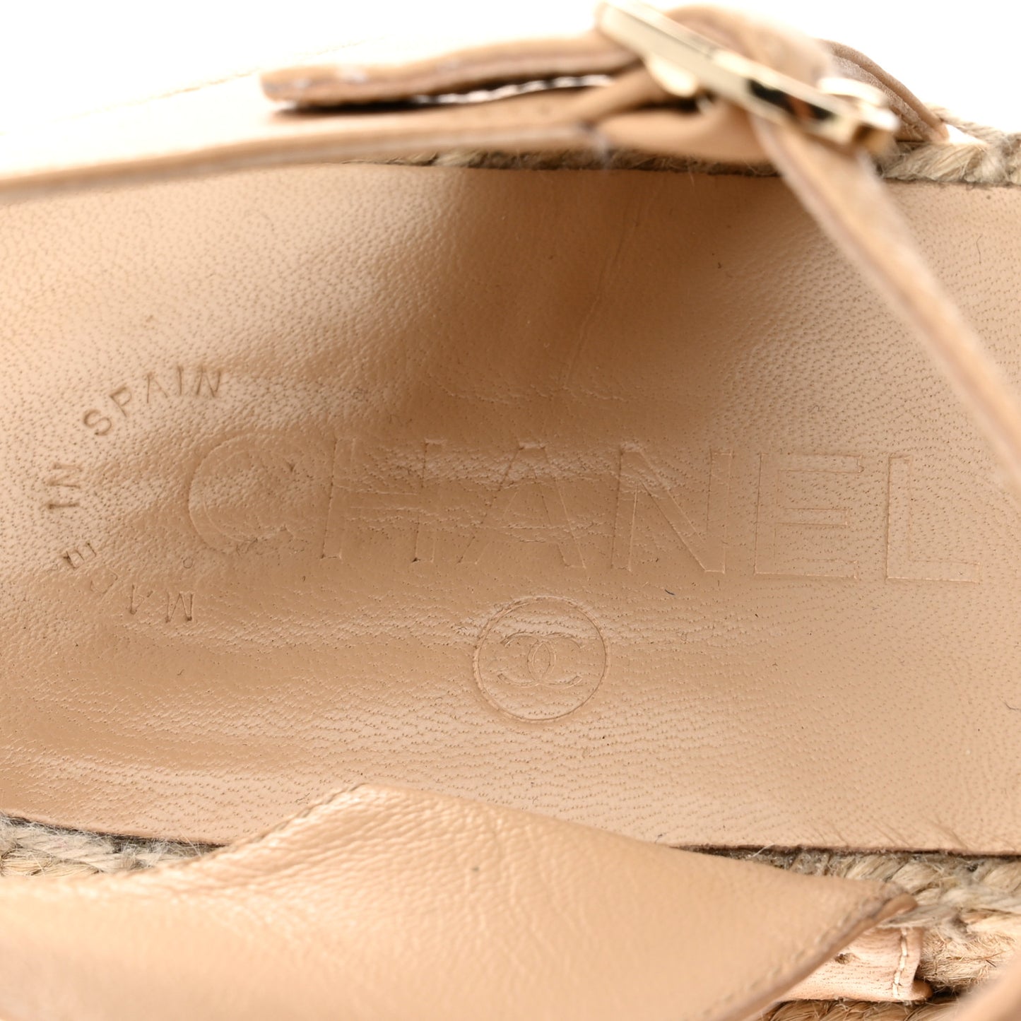 Lambskin Cap Toe CC Espadrille Sandals 39 Beige Black