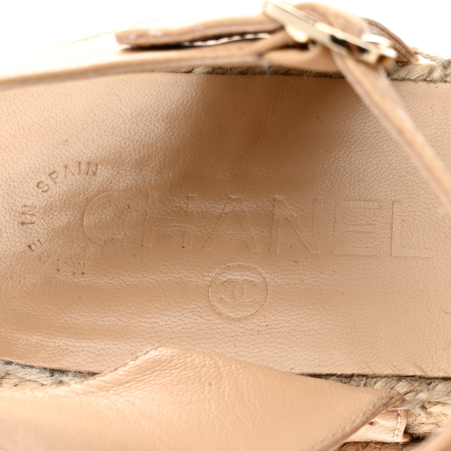 Chanel Lambskin Cap Toe CC Espadrille Sandals 39 Beige Black 7 of 8