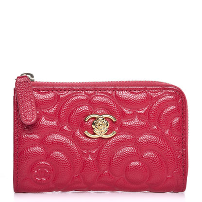 Chanel Caviar Camellia Embossed Key Holder Case Fuchsia 1 of 7