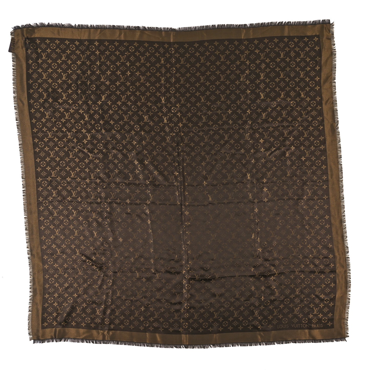 Silk Lurex Wool Monogram Shine Shawl Marron