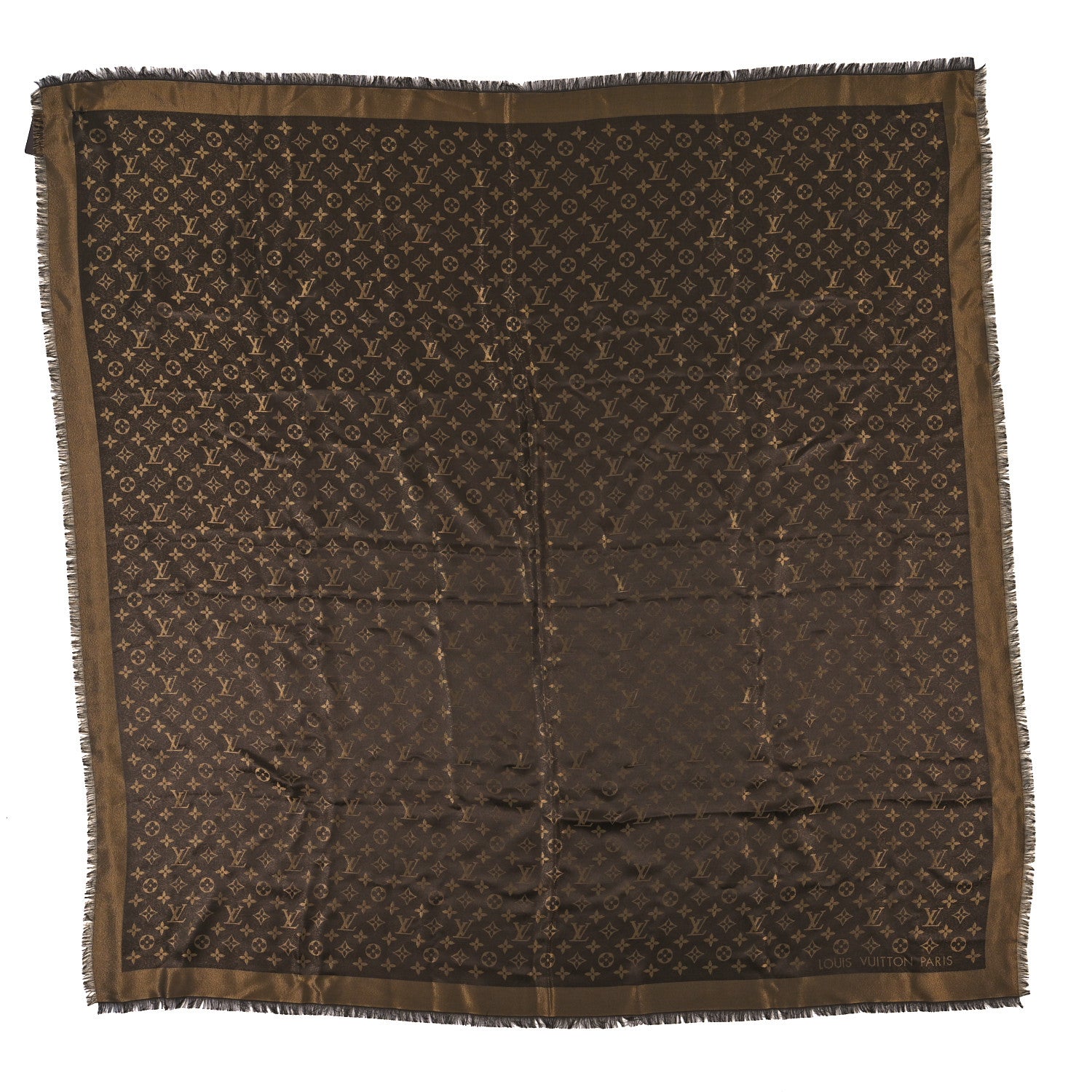 Louis Vuitton Silk Lurex Wool Monogram Shine Shawl Marron 1 of 4