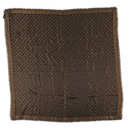Louis Vuitton Silk Lurex Wool Monogram Shine Shawl Marron 1 of 4